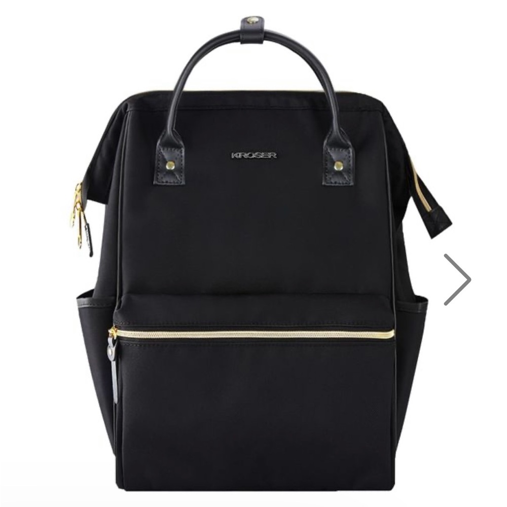 Black Backpack with Gold Accents